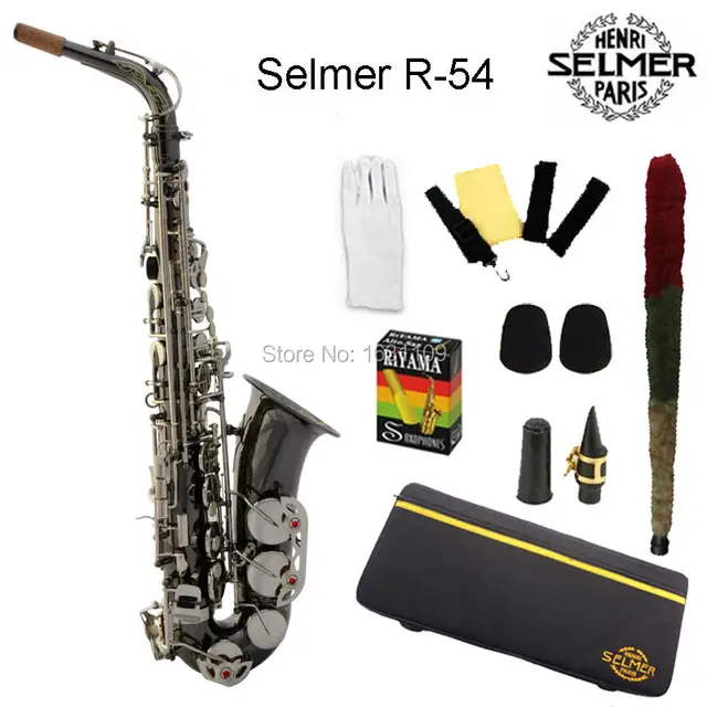 Cheap Brand New France Selmer Alto Saxophone R54 Professional E Black White Key Sax mouthpiece With Case and Accessories
