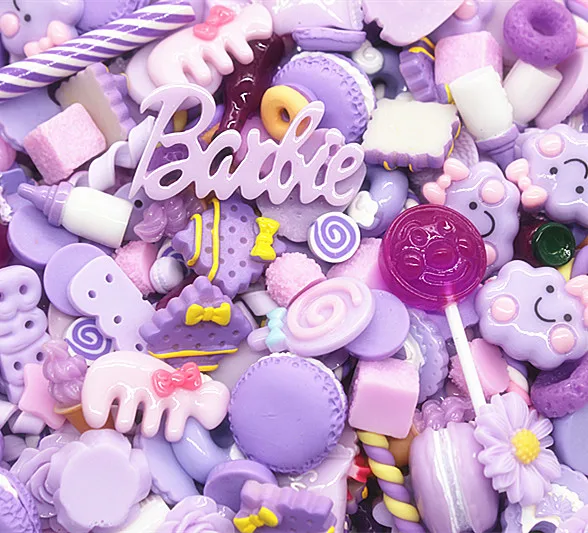 

20pcs Mix Designs Random Purple Series Resin Similation Food/Ice Cream /Dessert/ Lucky Bag DIY Phone Case Beauty Crafts