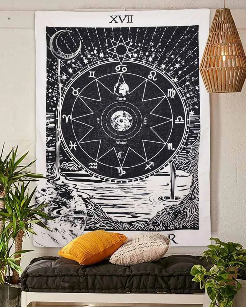 

The Star And Sun Tapestry Medieval Europe Vintage Tarot Divination Tapestry Wall Hanging For Dorm Decor Arras Astrology Tapestry