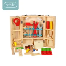 Детский деревянный ящик для инструментов Набор для ремонта развивающие игрушки Моделирование разборка деревообрабатывающая коробка, винт гайка игровой домик набор игрушек подарок