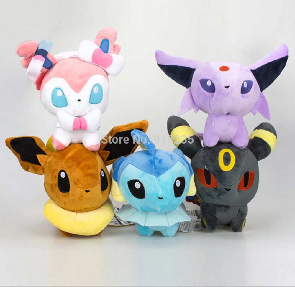 10/лот " 20 см Q Eevee Vaporeon Espeon Umbreon Sylveon плюшевые куклы мягкие игрушки