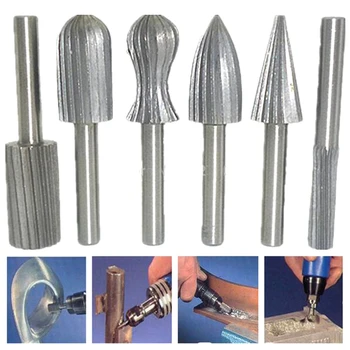 

6pcs Metal Engraving Grinding Drill Bit Set 6mm Shank Tungsten Steel Rotary File Cutter for Rotary Tools