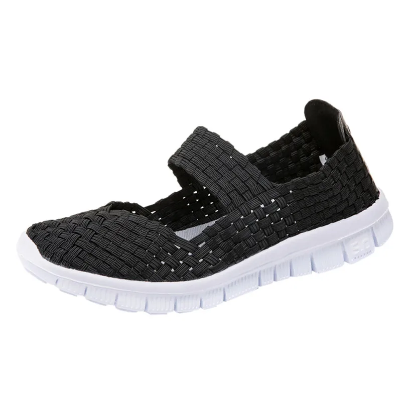 Adult Running Shoes Women Woven Light Weight Elastic Trainer Slip On Sport Water Shoes Sneakers zapatos de mujer #2M06 (3)