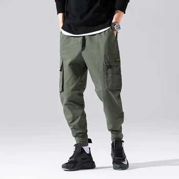 Cargo Pants Men 2018 fashion Casual trousers Male overalls Multi-Pockets Baggy Amy Pants Black Streetwear Camo Trousers ES13