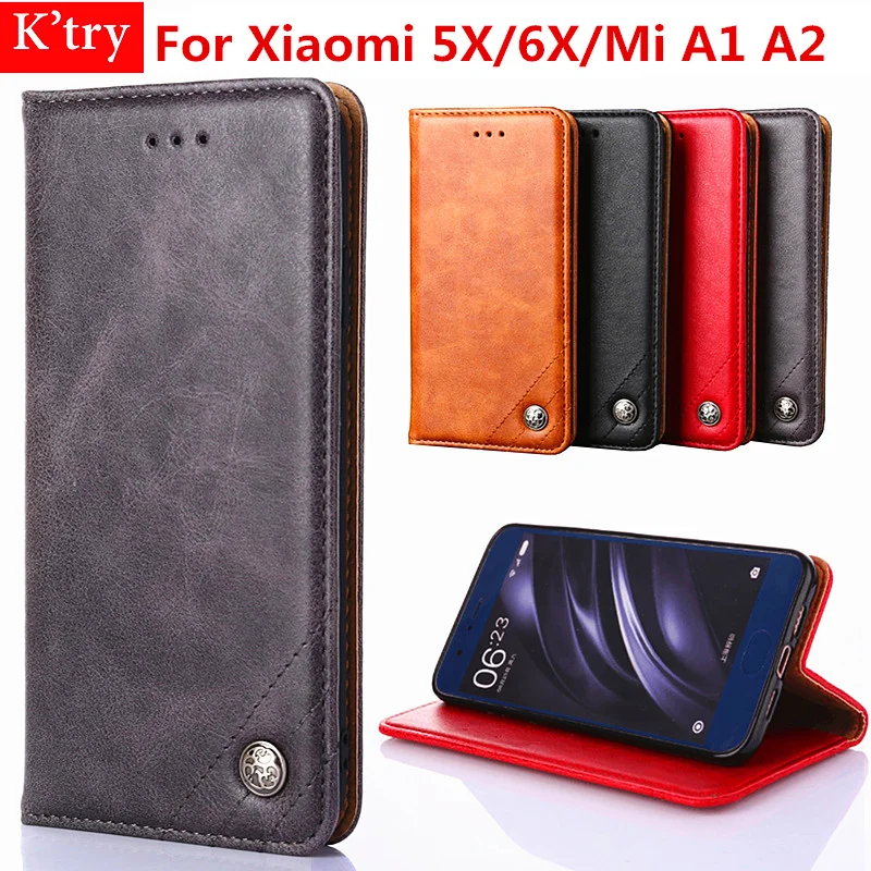 

For Xiaomi Mi A1 A2 Case Cover Vintage Dirt Resistant Leather Wallet Flip Cases For Xiaomi 5X 6X Coque mi a1 a2 Phone Fundas