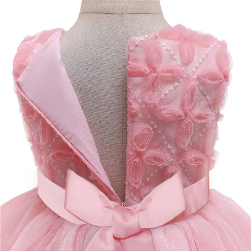 Ins Similar Pink Four-Leaf Clover Printed Fairy Dress Embroidery Princess Lace Ball Gown Formal Evening Party Performance Dress03