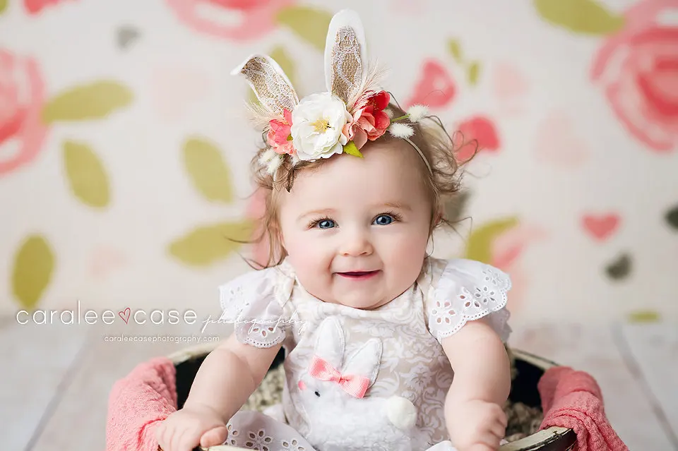 Coroa de Flores de Renda Comedor de Bebê Coelho Bebê Recém-nascido Foto Props Infantil Fotografia Aniversário Headwear Crianças Flor Headbands Tieback 5 Mamãe e Bebê