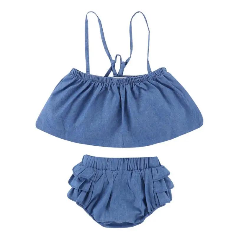 2pcs Baby Girls Clothes Set Newborn Infant Cotton Tank Tops+Shorts Suit