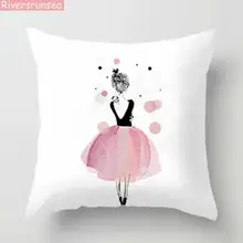 Розовая Подушка принцессы для девочек с изображением Парижа, цветов, Эйфелевой башни, волн, фламинго, перья, баллон, плюшевые тканевые подушки, вечерние, подарки