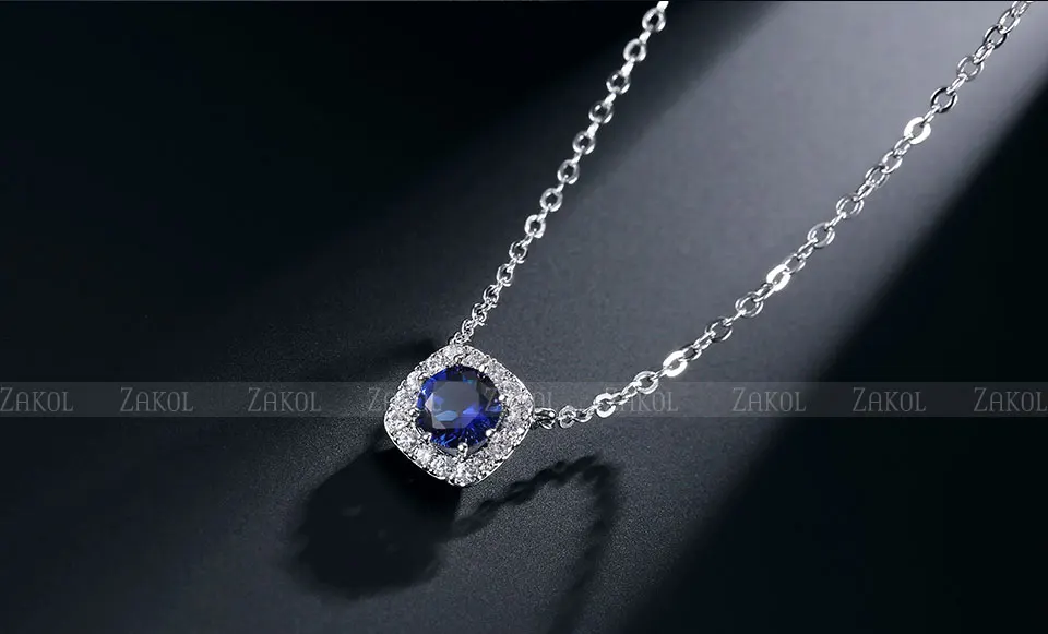 ZAKOL,, циркониевый ювелирный набор, модные квадратные серьги и ожерелье/кулон, набор, модные круглые Кристальные ювелирные изделия FSSP314