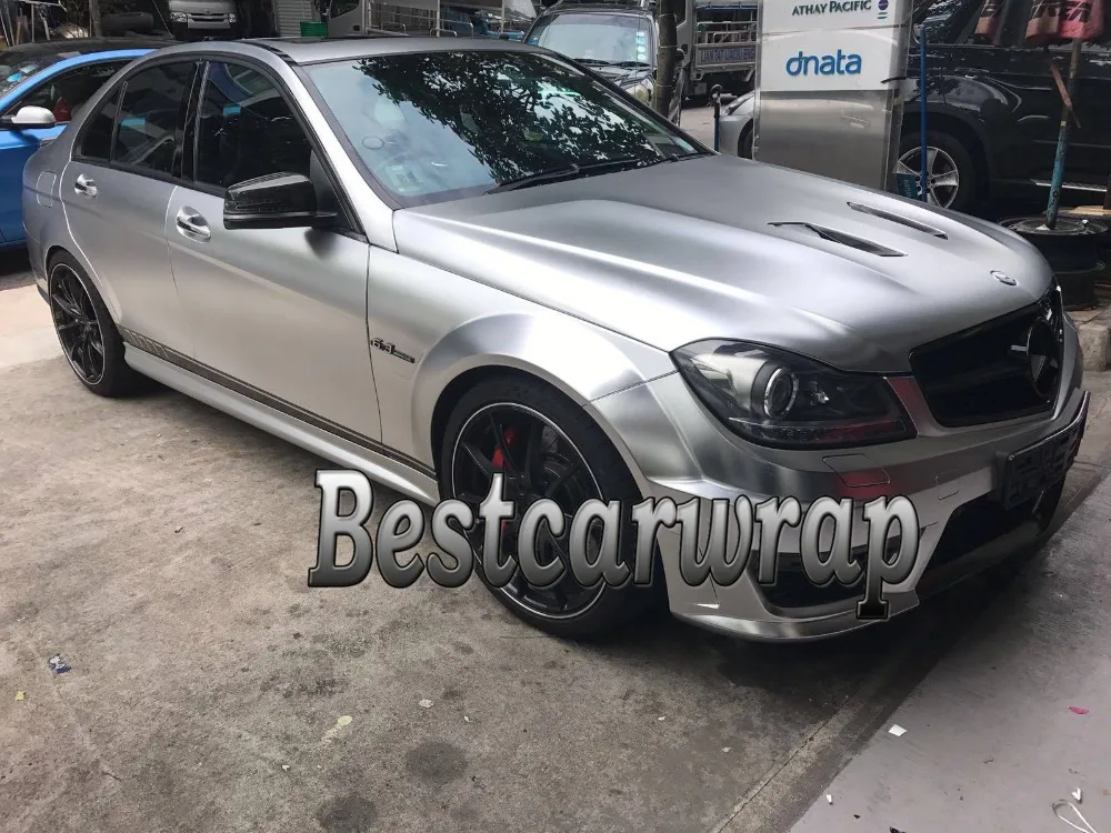 Silver Satin Chrome Vinyl Car Wrap Film with air bubble Free For Luxury