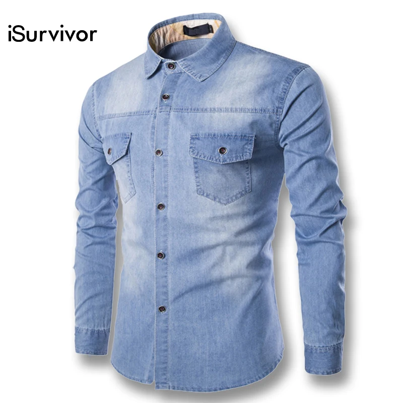 

New Men Denim Jeans Shirts 2018 Fashion Men Shirt Long Sleeves Plus Size Men Shirts Hombre Camisa Masculina M-6XL Spring Autumn