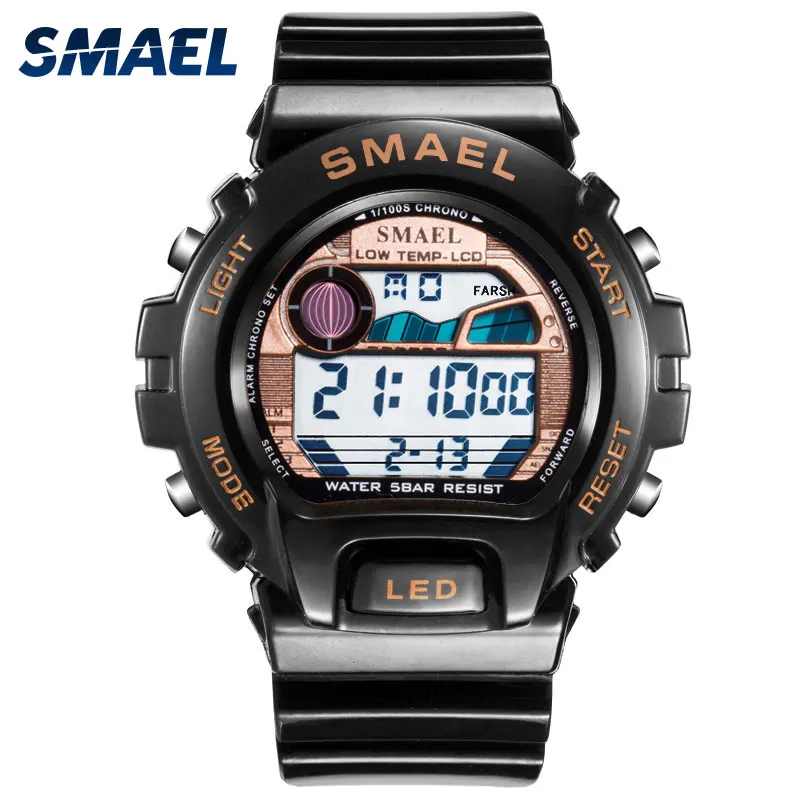 SMAEL Роскошные брендовые светодиодный цифровые часы мужские 50 м