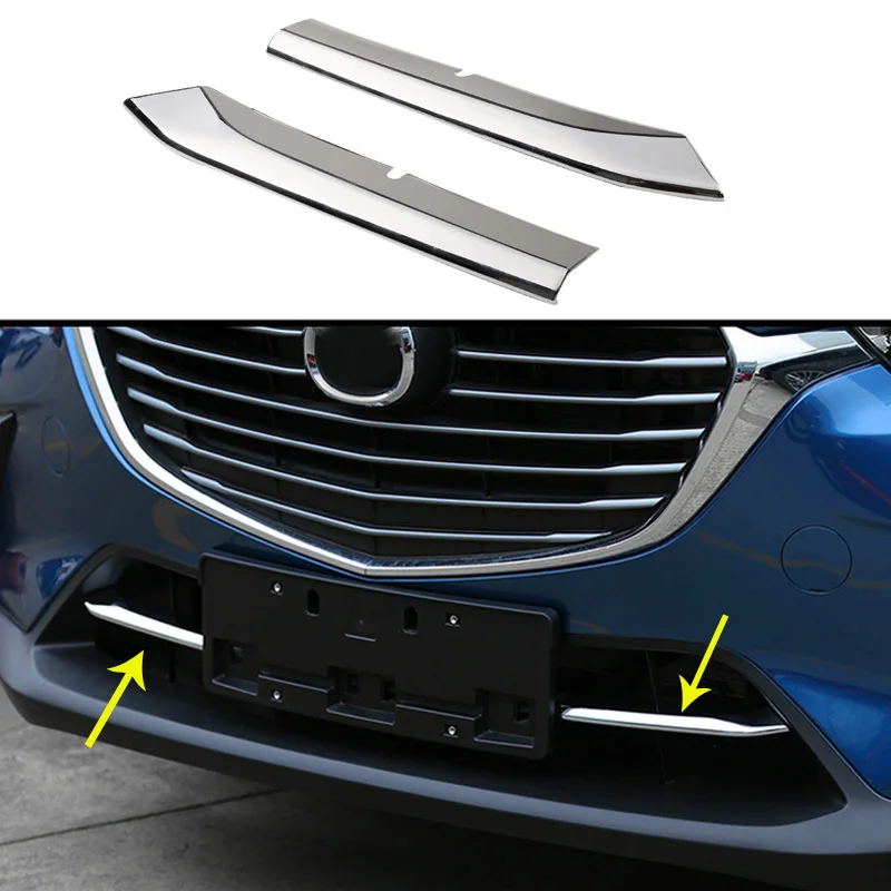 2 шт. ABS Хромированная передняя крышка для гриля планки полосы наклейки аксессуары для Mazda CX-3 CX3 аксессуары для стайлинга автомобилей