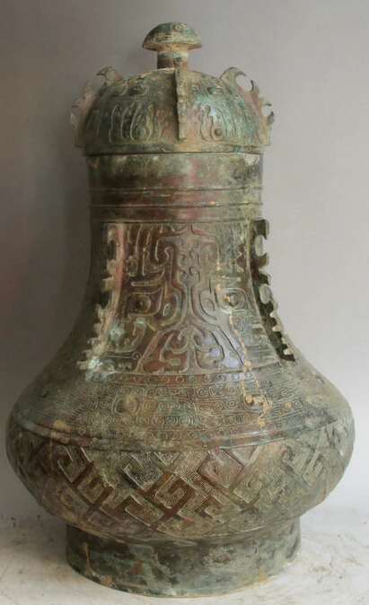 

JP S0524 19" Old Chinese palace Bronze water foodstuff food vessel kettle Pot Jar Crock