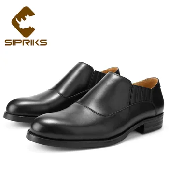 

Sipriks Mens Genuine Leather Chelsea Boots Slip-On Casual Shoes Formal Tuxedo Footwear Shoes Black Gents Suit Loafers Comfort 44