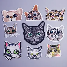 Милые нашивки с вышивкой в виде кота, нашивки для одежды, полосатая одежда DIY, наклейки на заказ, нашивки в виде глаз, розовые наклейки для мальчиков