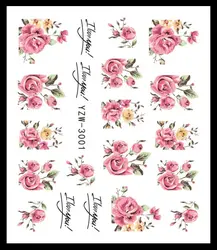 LCJ градиентный светло-фиолетовый цветок розы слайдер наклейки для ногтей для маникюр с использованием водяных знаков лак наклейки для