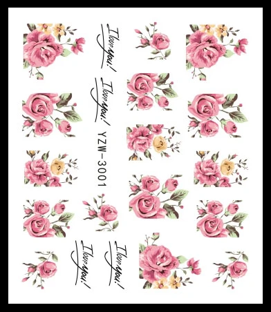 

LCJ Gradient Light Purple Rose Flower Slider Nail Decals for Watermark Manicure Polish Nail Sticker