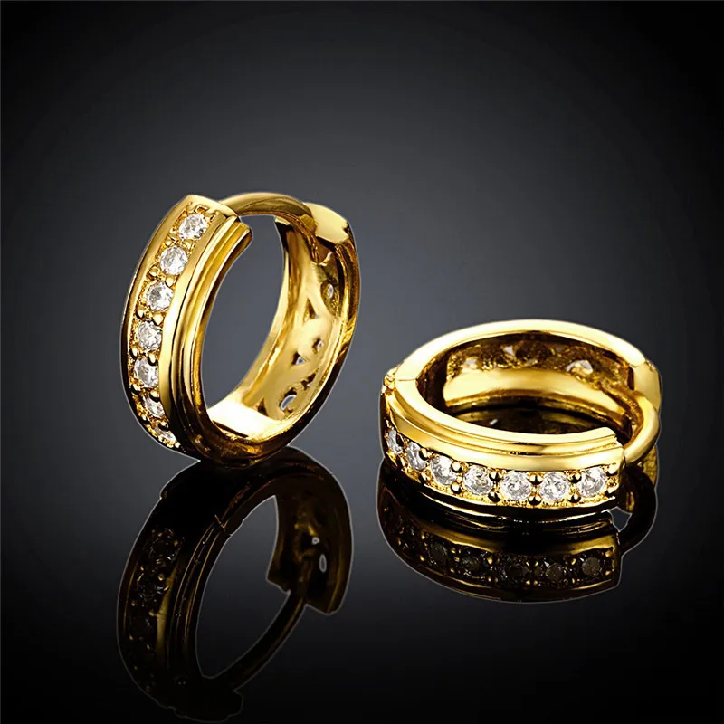 

Small Hoop Earrings Gold Color Clear CZ Hoop Earrings For Women Men Circle Earrings Creole Argollas Pendientes aretes