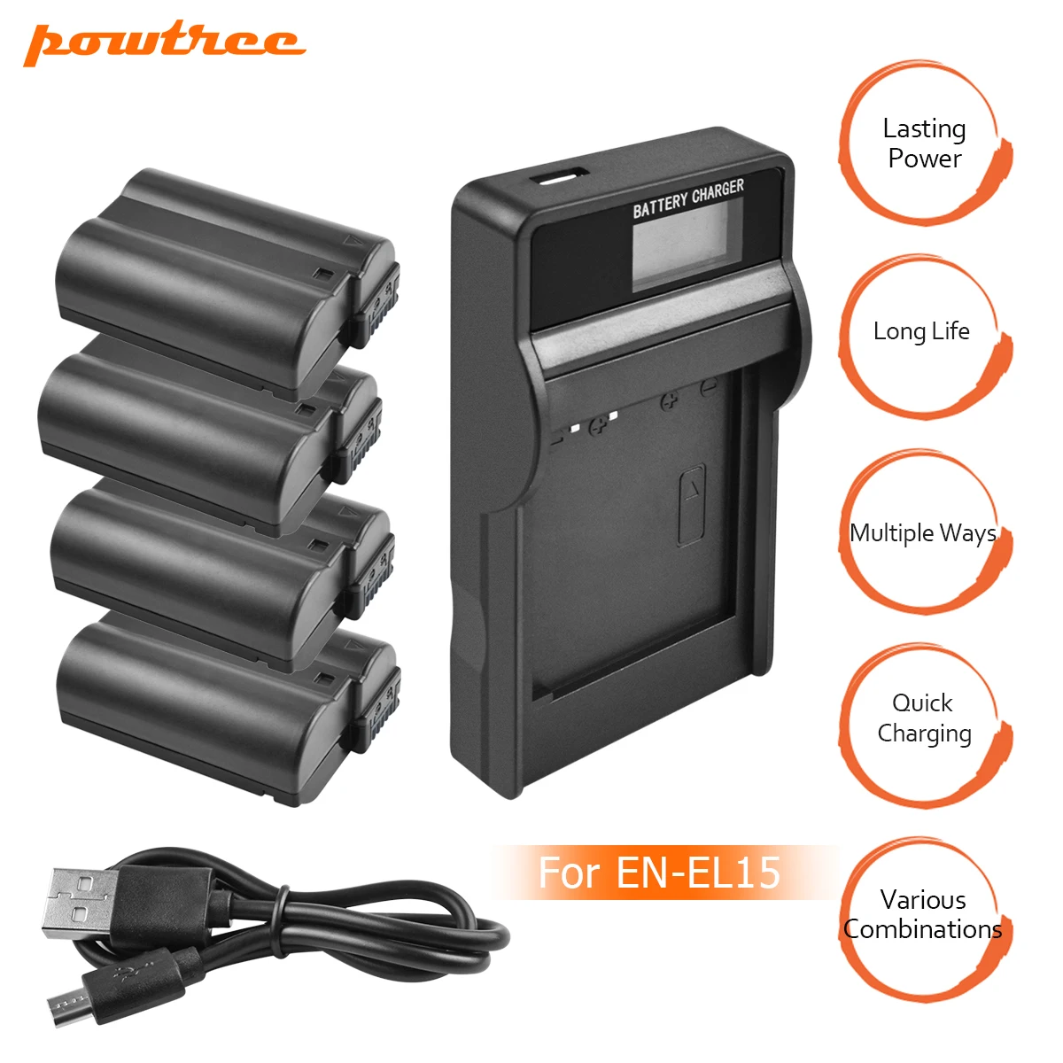 4X EN EL15 ENEL15 EN EL15 Camera Battery+LCD Battery Charger for Nikon