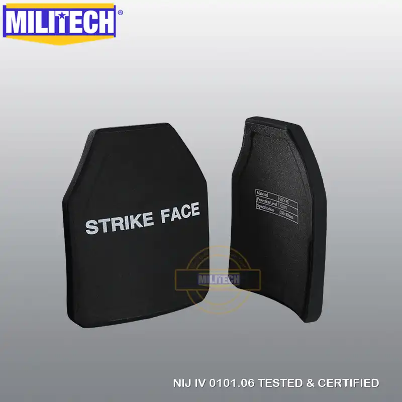MILITECH Два шт мульти кривая SIC & PE NIJ IV пуленепробиваемые панели NIJ IV автономная баллистическая пластина NIJ Lvl 4 композитная Броня - изображение