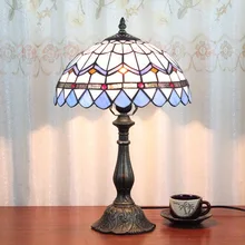 12 дюймов Средиземноморский абажур из витражного стекла настольная лампа Тиффани страна Стиль прикроватная лампа E27 110-240V