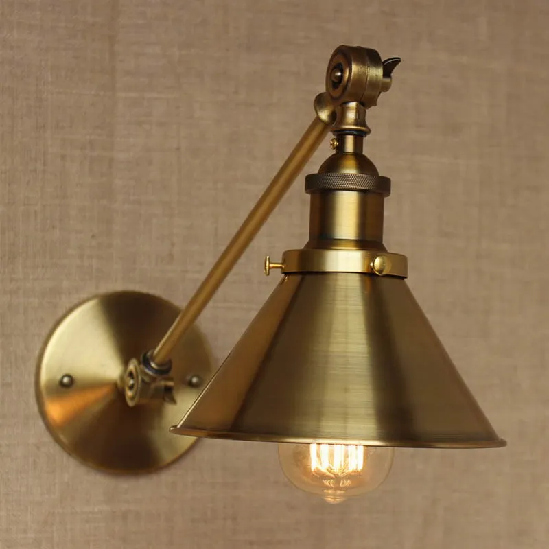 Antique gold long swing arm wall lamp for workroom bedside bedroom illumination sconce Antique gold long swing arm wall lamp for workroom bedside bedroom illumination sconce