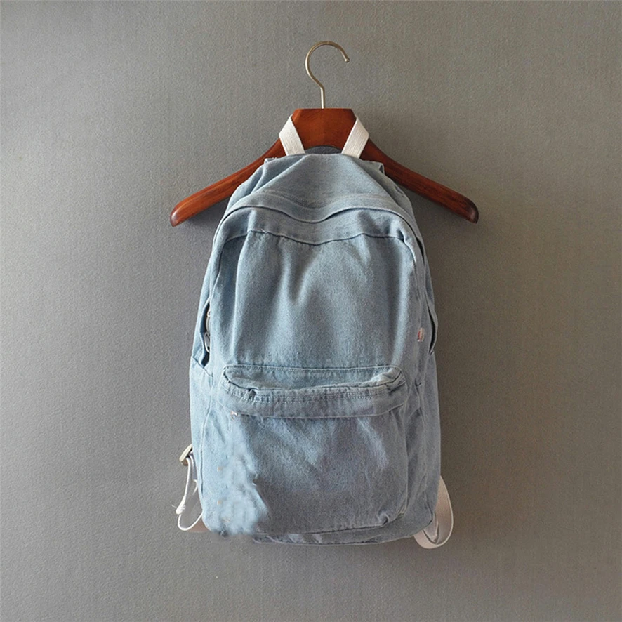 Женский рюкзак, мужской синий школьный рюкзак, джинсовые холщовые рюкзаки для девочек-подростков Y0524#30