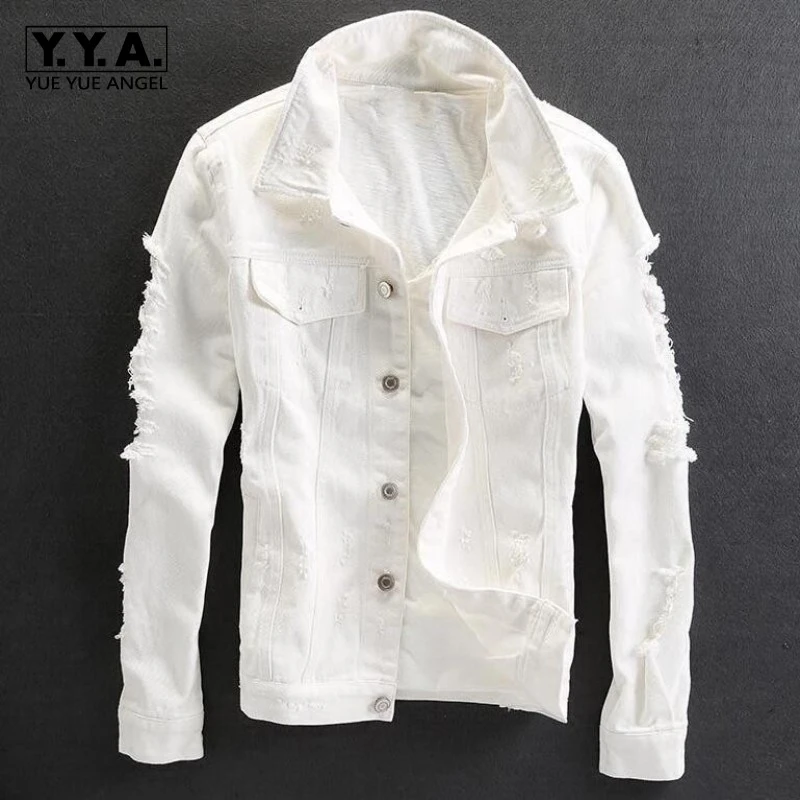 white ripped jean jacket mens