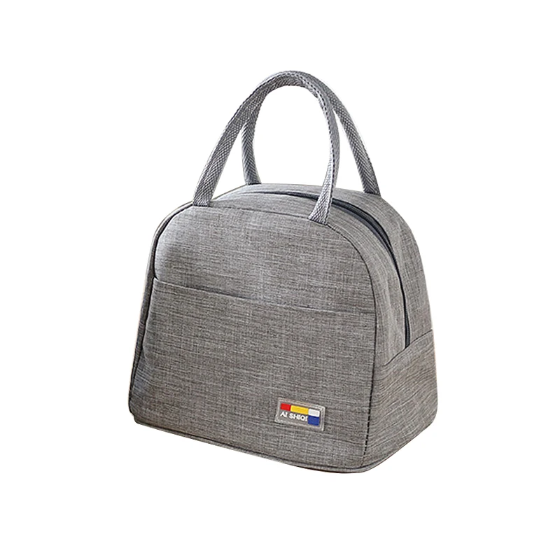 Портативный Ланч-мешок Термоизолированный Ланч-бокс большая сумка-охладитель Bento мешок ланч-контейнер школьные сумки для хранения еды - Цвет: sky gray