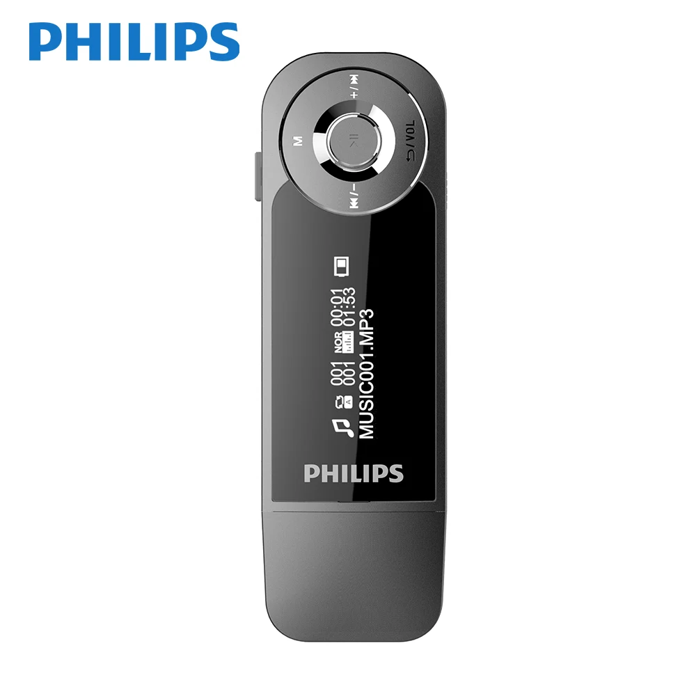 Philips SA1208 HiFi спортивный MP3-плеер 0,9 дюймов TFT дисплей синхронизации выключения с задней клипсой мини MP3