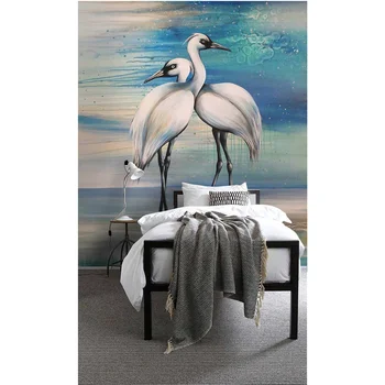 

European Wall Paper Oil Painting Heron Bird Photo Wallpaper Murals Home Decor Papier Peint 3D Self Adhesive Vinyl/Silk Wallpaper