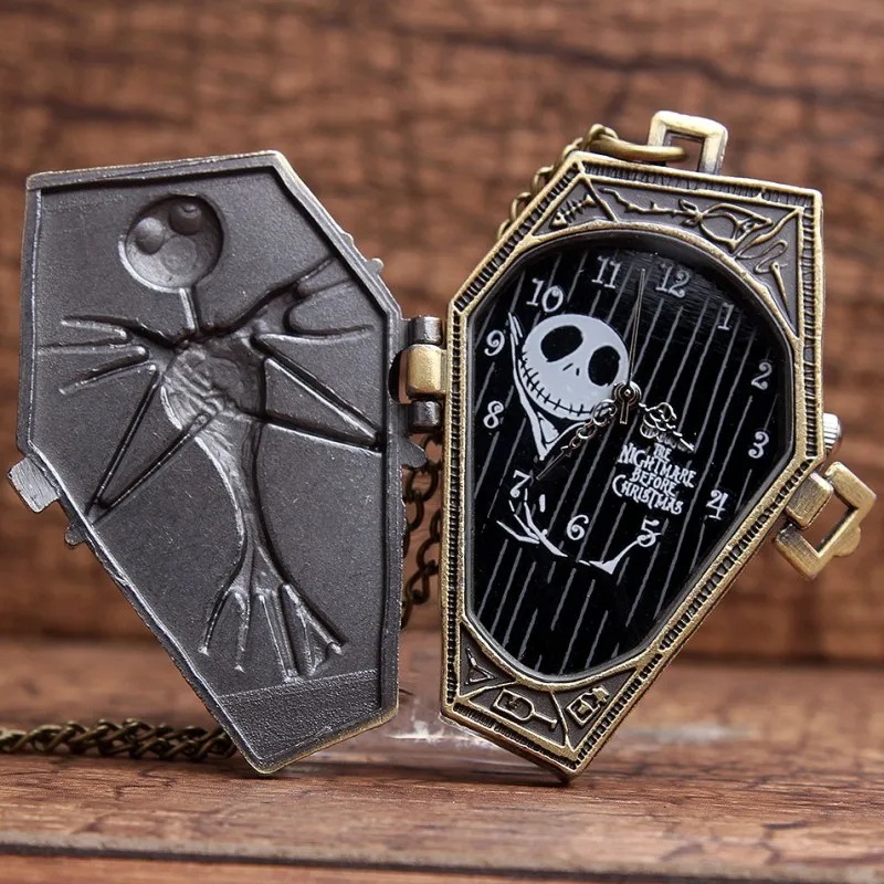 Antique Nightmare Before Christmas Quartz pocket watch necklace chain Pendent Retro Vintage Mens Bronze Vintage pocket watches Antique Nightmare Before Christmas Quartz pocket watch necklace chain Pendent Retro Vintage Mens Bronze Vintage pocket watches