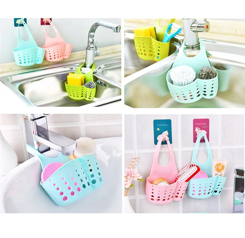 

2018 Portable Home Kitchen Hanging Drain Bag Basket Bath Storage Tools Sink Holder bathroom organization