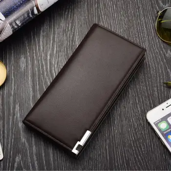 

New men's purse fashion casual Korean long suit with iron side men's PU wallet hand bag