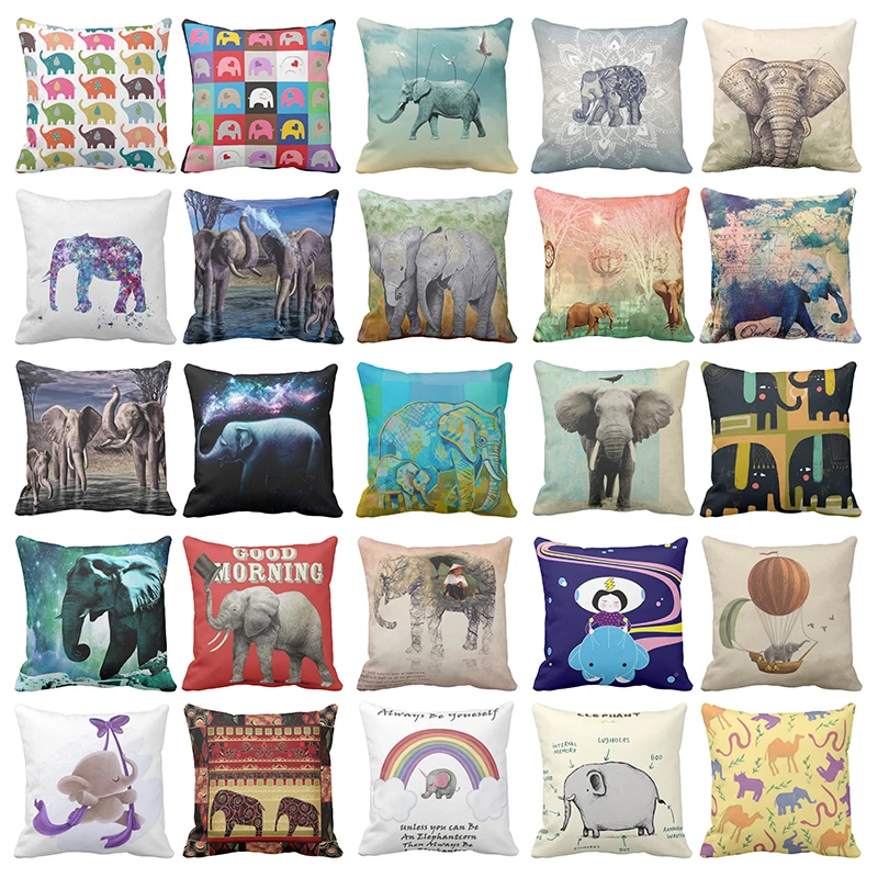 

Bohenian Elephant Decorative Pillowcase Galaxy Cushion Cover India Mandala Throw Pillows for Car Seat 3D Printed Sofa Home Decor