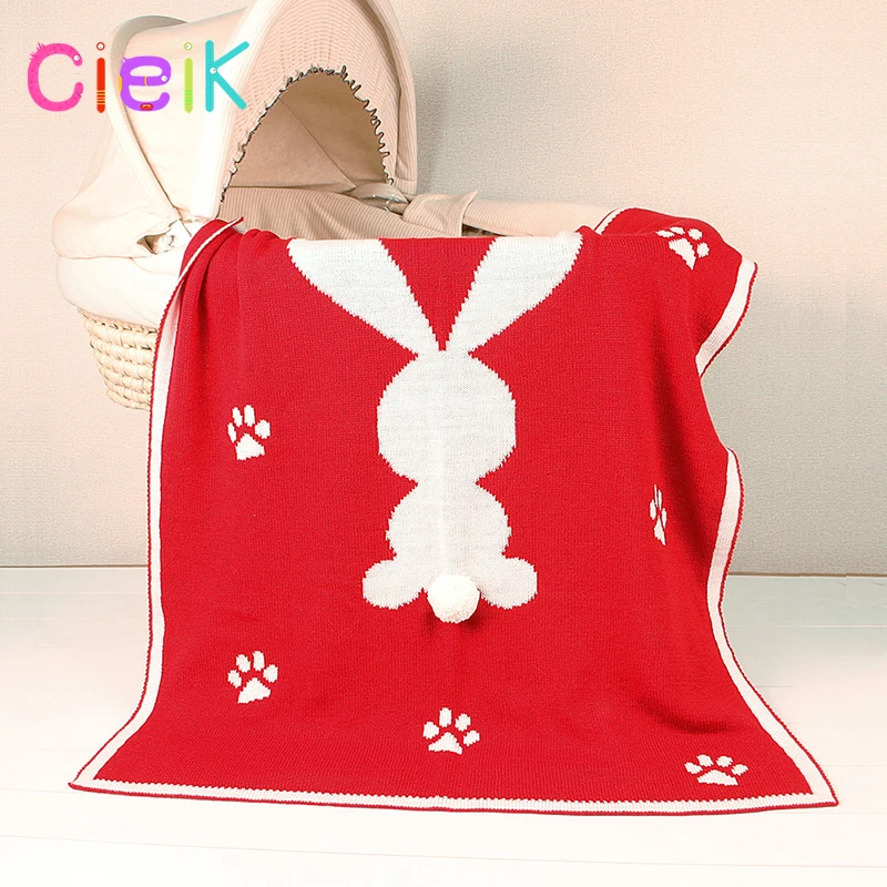 CieiK Baby Blanket Animal Bunny Muslin Floral Swaddle Newborn Girl Boy Soft Wrap Kids Photo Playing Knitted Warm Children Towel  (1)
