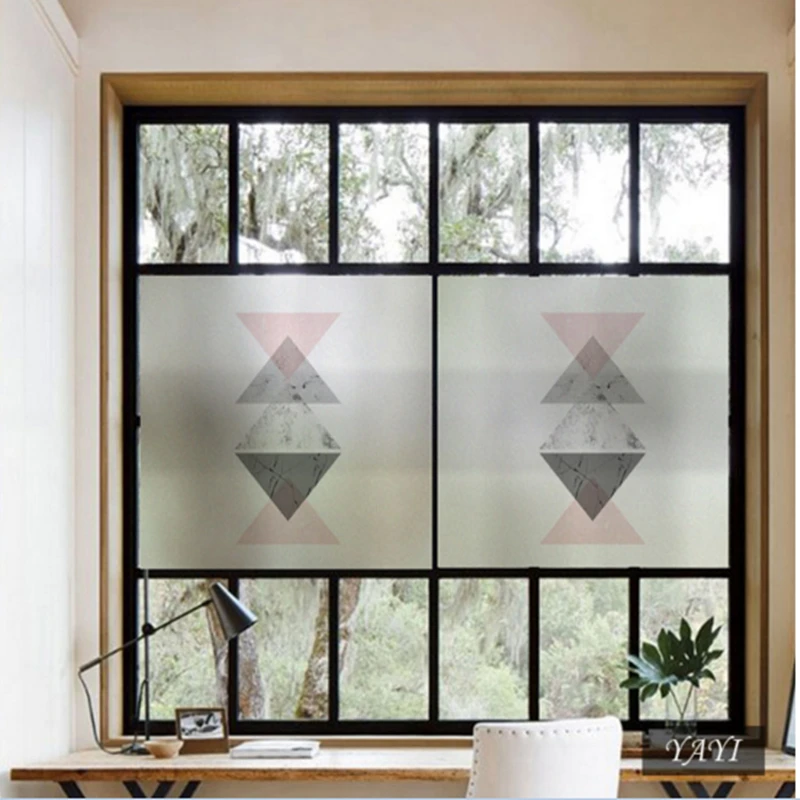 Матовые стеклянные наклейки абстрактная геометрическая фигура ванные комнаты Балконная дверь окна Электростатическая прозрачная непрозрачная пленка