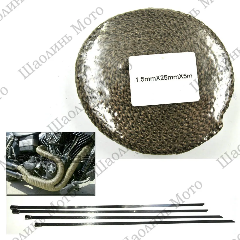 

Titanium CAR MOTORCYCLE Incombustible Turbo MANIFOLD HEAT EXHAUST THERMAL WRAP TAPE & STAINLESS TIES 1.5mm*25mm*5m FREE SHIPPING