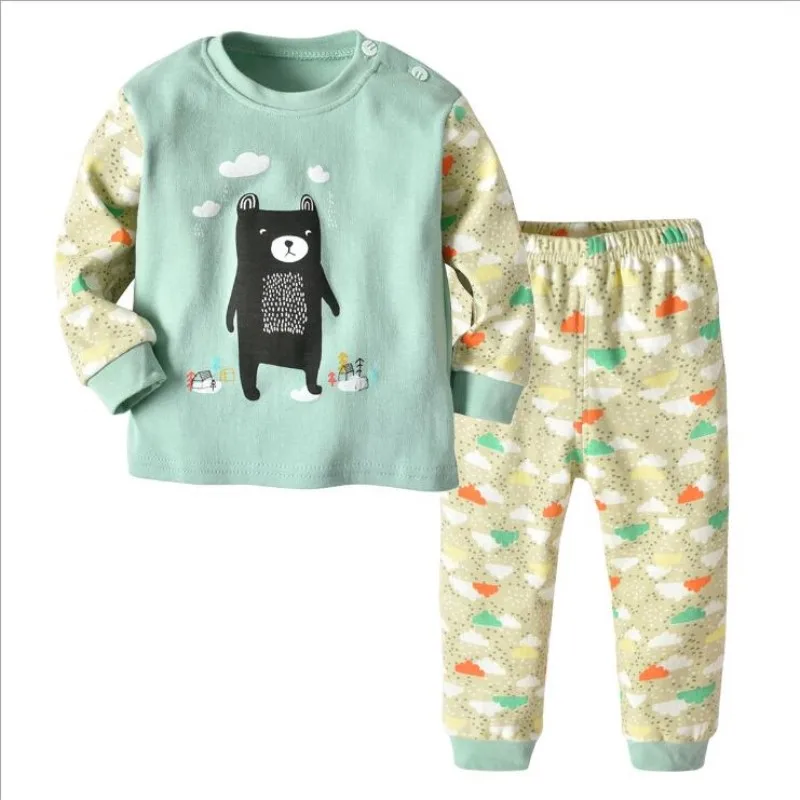 Комплекты детской одежды; новые детские комплекты одежды с принтом животных из мультфильмов для девочек и мальчиков; комплекты хлопковой одежды для малышей