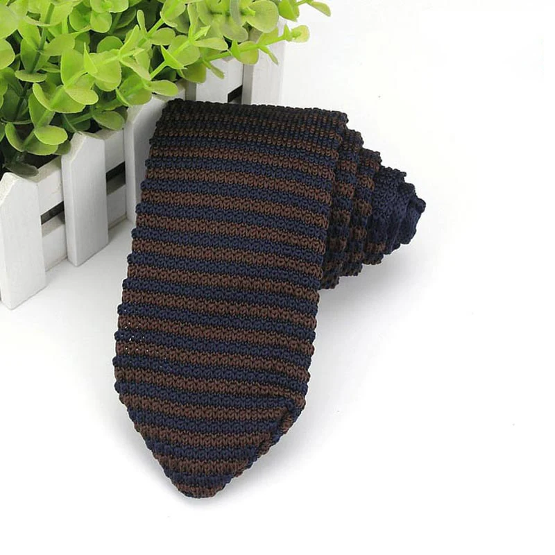 YISHLINE мужской вязаный галстук облегающий вязаный узкий галстук тонкий винтажный Полосатый Классический Вязаный Галстук 7 см вечерние аксессуары