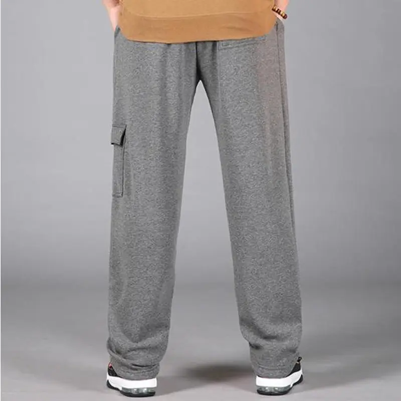 Осенне-зимние мешковатые спортивные штаны мужские флисовые длинные штаны с эластичной резинкой на талии утепленные размера плюс 5XL хип-хоп мужские брюки