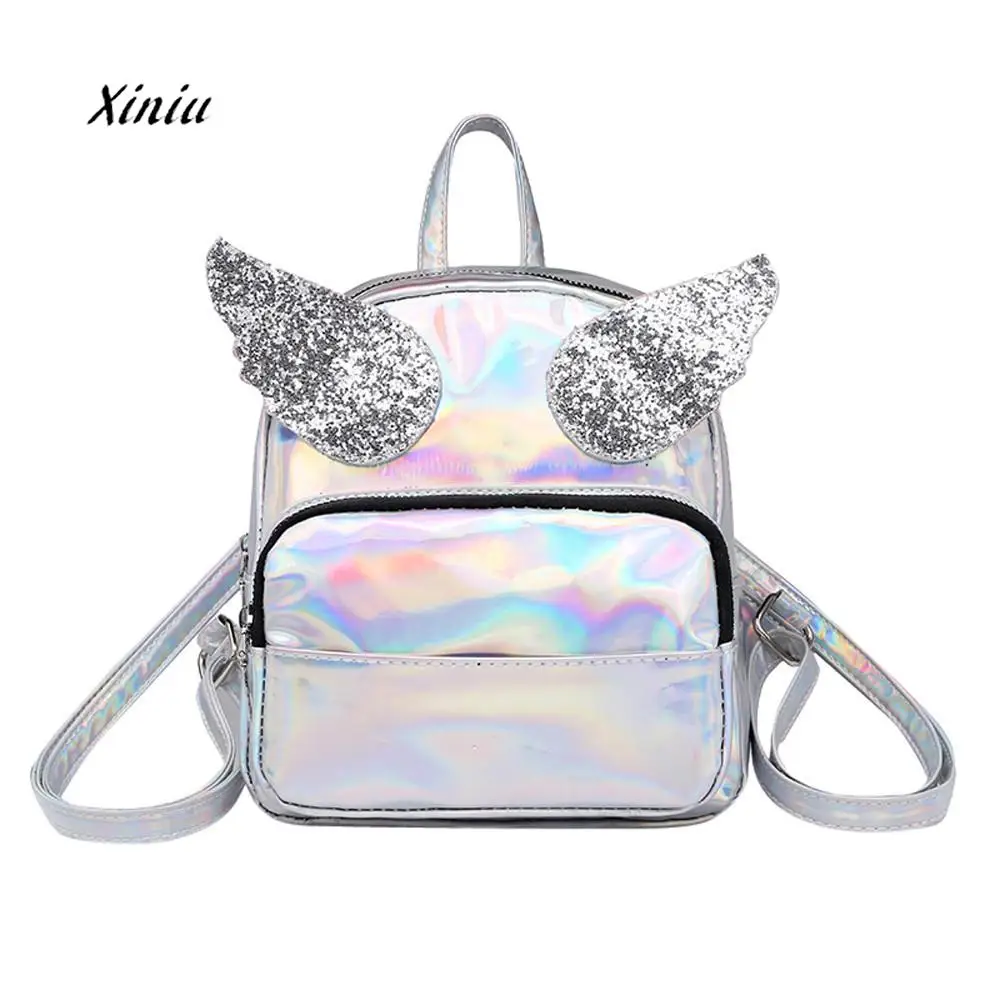

Women Fashion Laser Squins Backpacks Girls Cute Angel wings School Bag Backpack Satchel Female Travel Laptop Shoulder Bag
