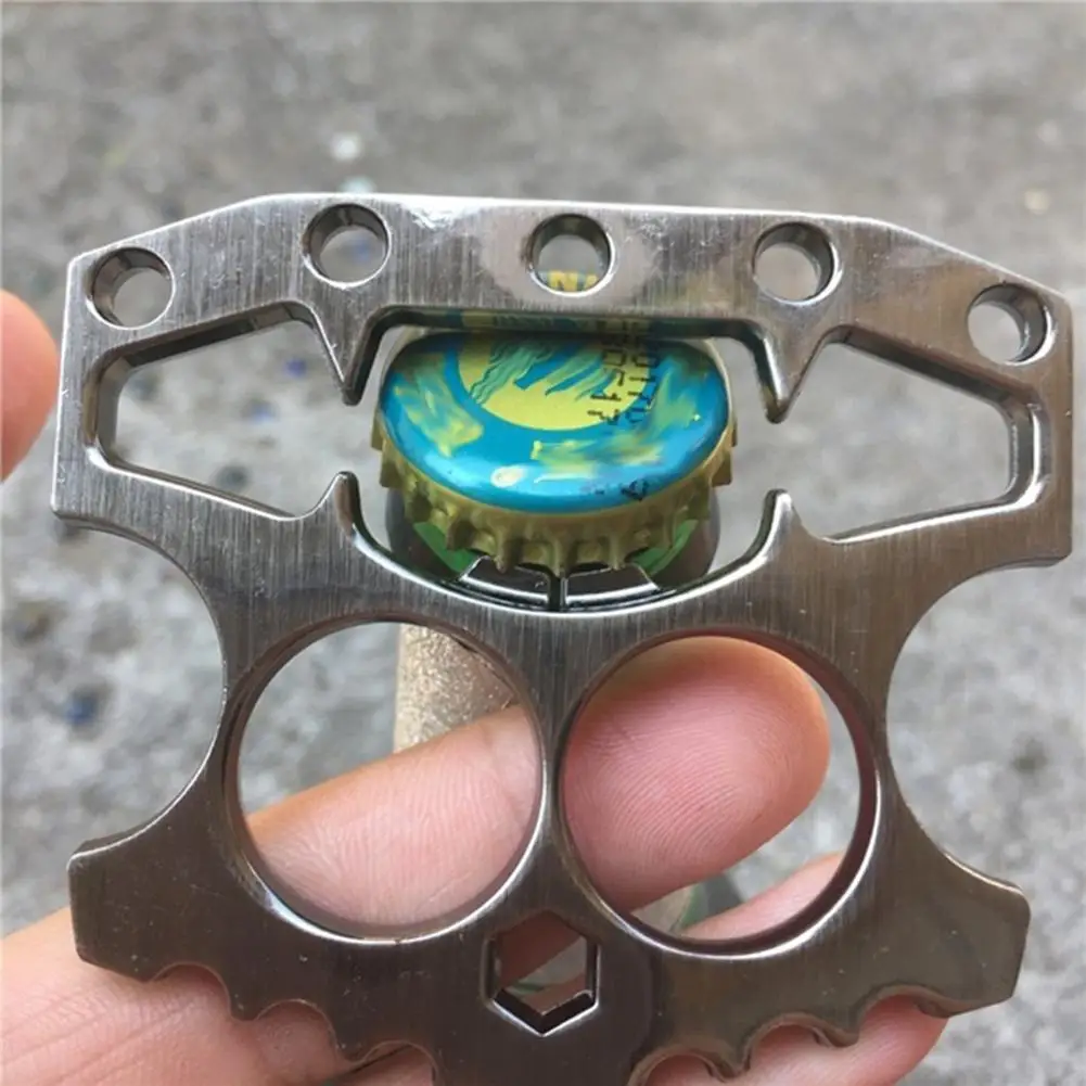 

1Pc Durable Stainless Steel Skeleton Shape Beer Bottle Opener Window Breaking Tool Brass Knuckles for Self Defense Bar Tool
