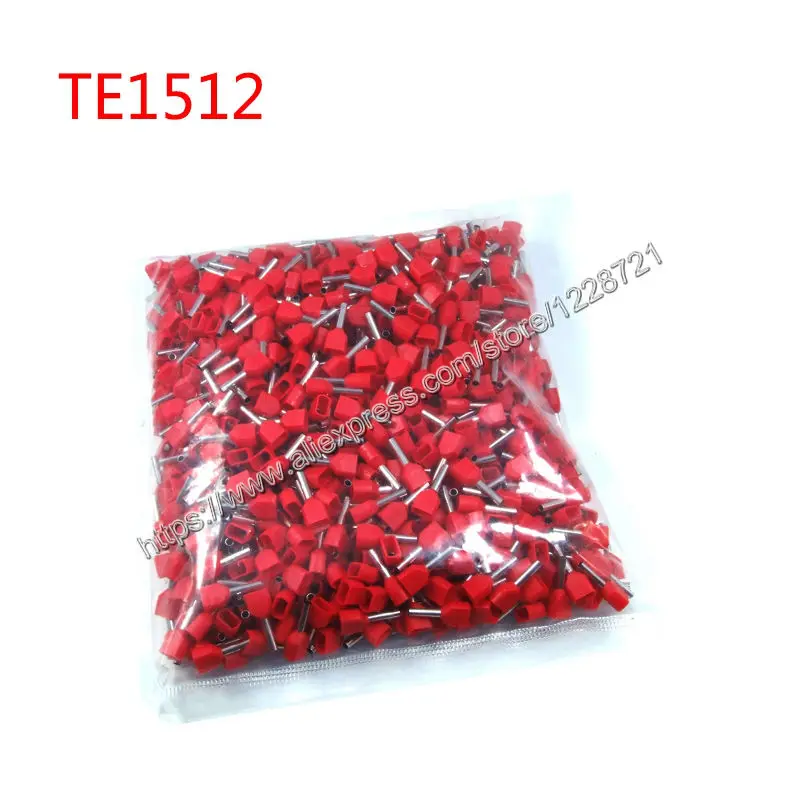 

1000pcs/pack TE1512 2*1.5 Twin cord terminal cable connector splice insulated terminal block wire cable ferrules