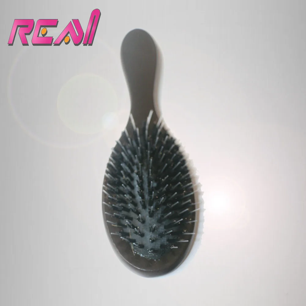 

1 Piece Boar Bristle Hair Brush, Black or Dark Brown Hair Extensions Brush, made by Wooden Handle+Boar Bristle