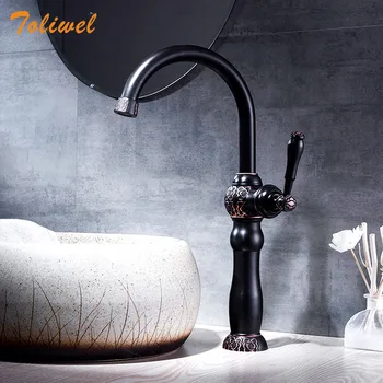 

High Deck Bathroom Basin Faucet Sink Mixer Tap Tall Antique Black faucets Cold Hot Mixer Tap Brass Oil Rubbed Bronze