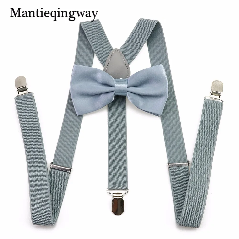 

2.5cm Adult 3 Clip-on Y Back Elastic Suspenders Bowties Set Suspender Braces Neck ties Brace Belt Strap for Mens
