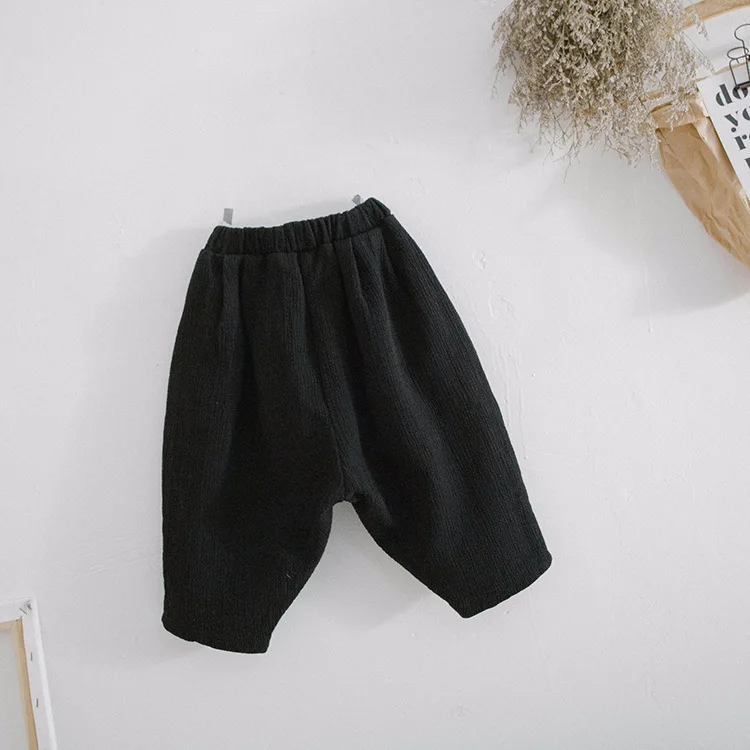 Г. Весенние хлопковые льняные свободные штаны в Корейском стиле для маленьких мальчиков однотонные Повседневные детские брюки Одежда для мальчиков детские брюки с репсами